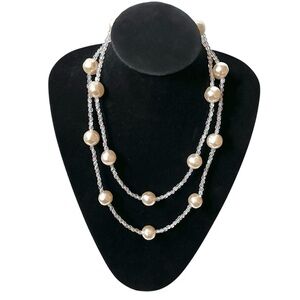 Faux Pearls Faceted Beads Long Necklace - 46 inches